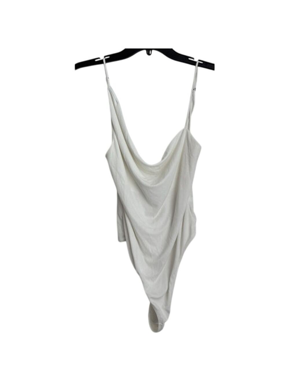 Womens Urban Outfitters Ribbed White Asymetrical Thong Bodysuit Size Medium